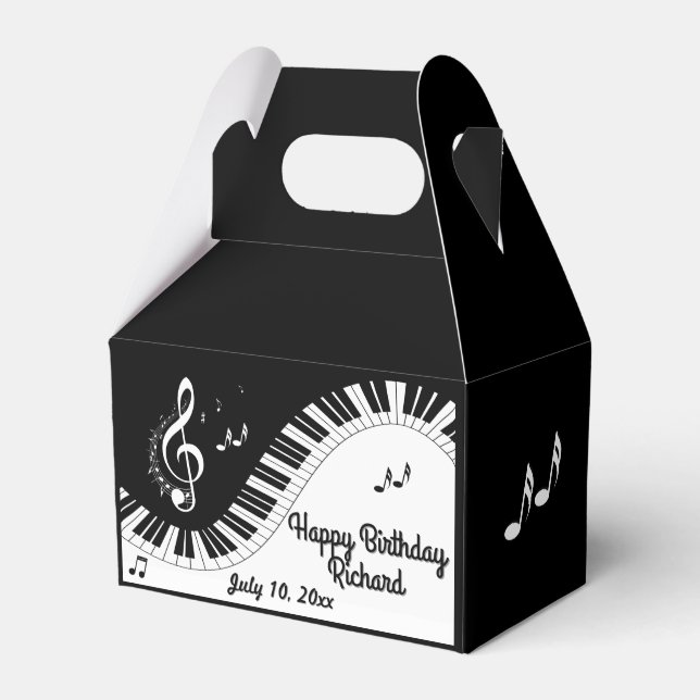 Piano Keyboard Music Design Two Text Areas Favor Box (Front Side)
