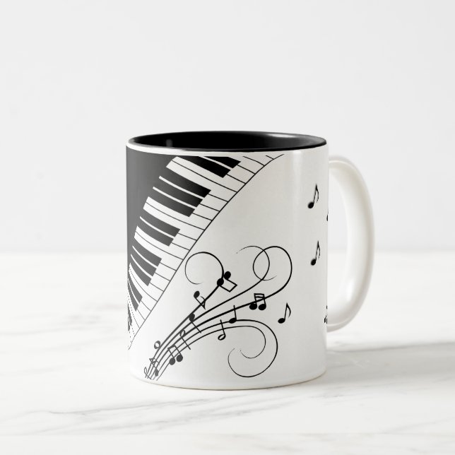 Piano Keyboard Music Design Two-Tone Coffee Mug (Front Right)