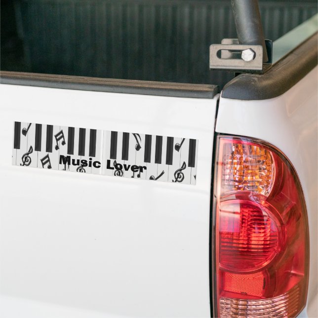 Piano Keyboard Music Lover Bumper Sticker (On Truck)