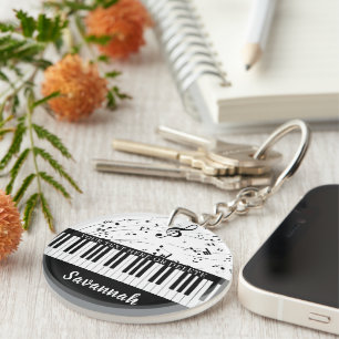 Piano Keyboard Music Notes Custom Colours Keychain