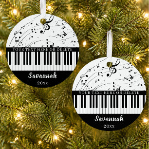 Piano Keyboard Music Notes Custom Colours Metal Ornament