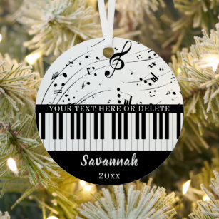 Piano Keyboard Music Notes Custom Colours Metal Ornament