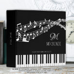 Piano Keyboard Music Notes Monogram Custom Color Binder<br><div class="desc">Personalized, custom color 3-ring Binder featuring a piano keyboard and music staff with notes in your choice of graphics and background colors (shown in white on black) with a monogram or initials and/or name or other text in your choice of font styles and colors to create your own custom look....</div>