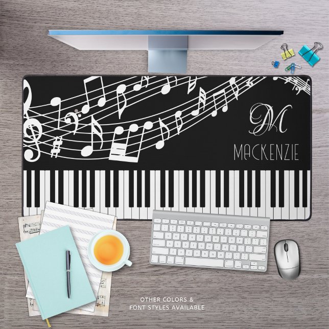 Piano Keyboard Music Notes Monogram Desk Mat (Creator Uploaded)