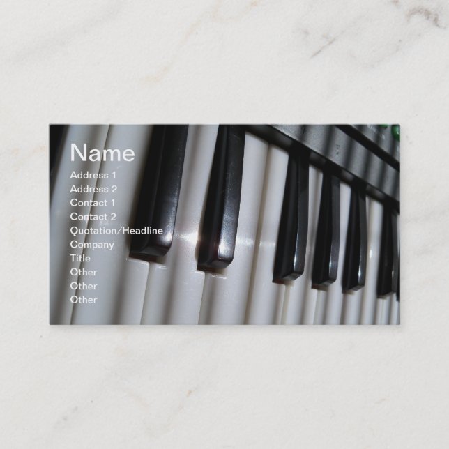 Piano Keyboard Music Profile Carte de visite Music (Devant)