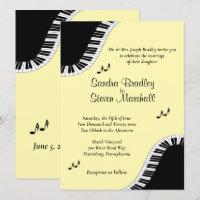 Piano Keyboard Music RSVP with Menu Yellow