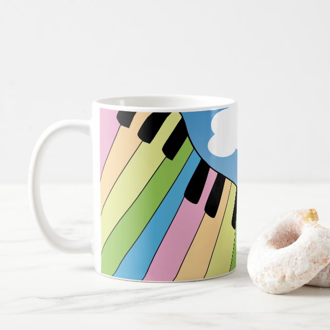 Piano Keyboard Music Sky Clouds Pretty Coffee Mug (With Donut)