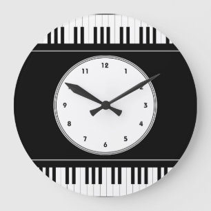 Piano keyboard music wall clock