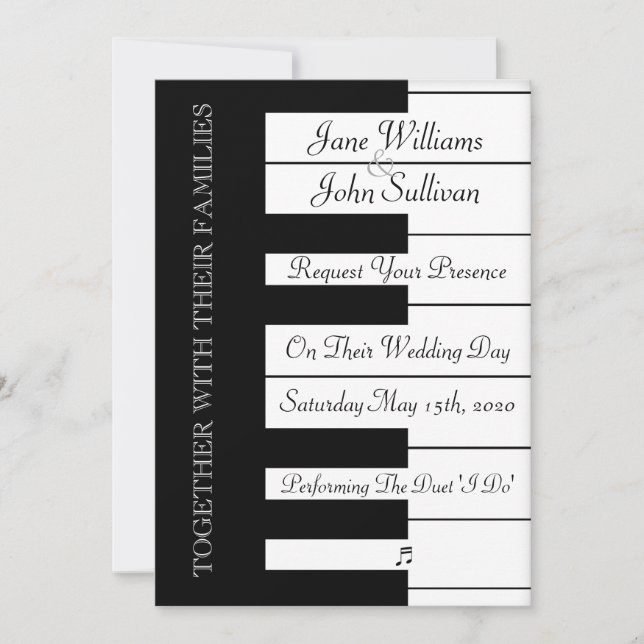 Piano Keyboard Music Wedding Invitation (Front)