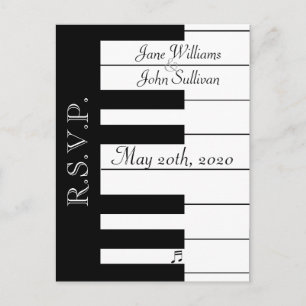 Piano Keyboard Music Wedding RSVP Postcard