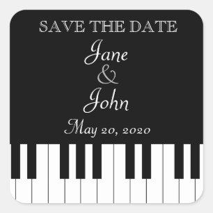 Piano Keyboard Music Wedding Save The Date Square Sticker