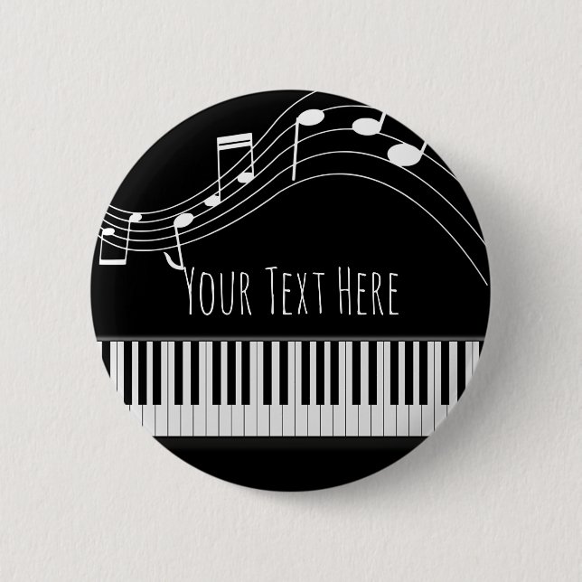 Piano Keyboard & Musical Notes 2 Inch Round Button (Front)