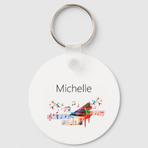 Piano Keyboard & Musical Notes Keychain