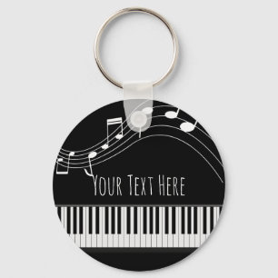Piano Keyboard & Musical Notes Keychain