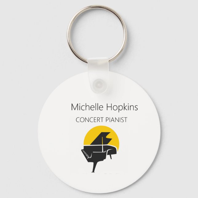 Piano Keyboard & Musical Notes Keychain (Front)
