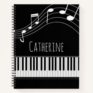 Piano Keyboard & Musical Notes Notebook