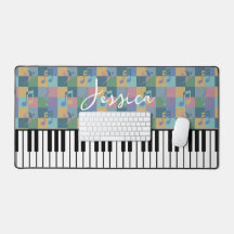 Piano Keyboard Musical Symbols Pattern Monogram
