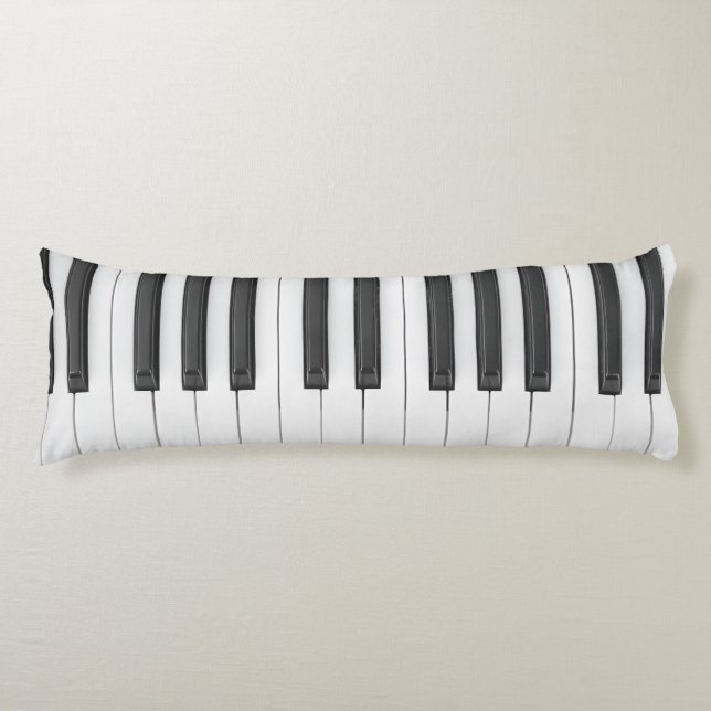 Piano Keyboard Musician Black and White Body Pillow (Front)