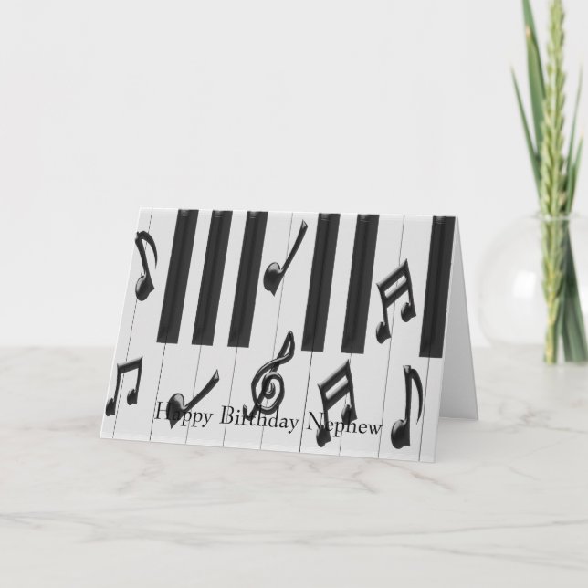 Piano Keyboard Personalised Nephew Birthday Card (Front)