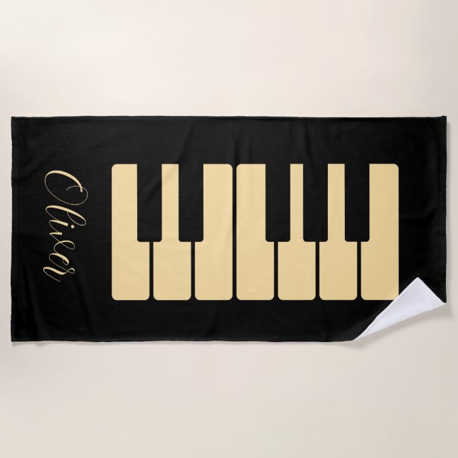 Piano Keyboard Personalized Musician's Beach Towel (Front)