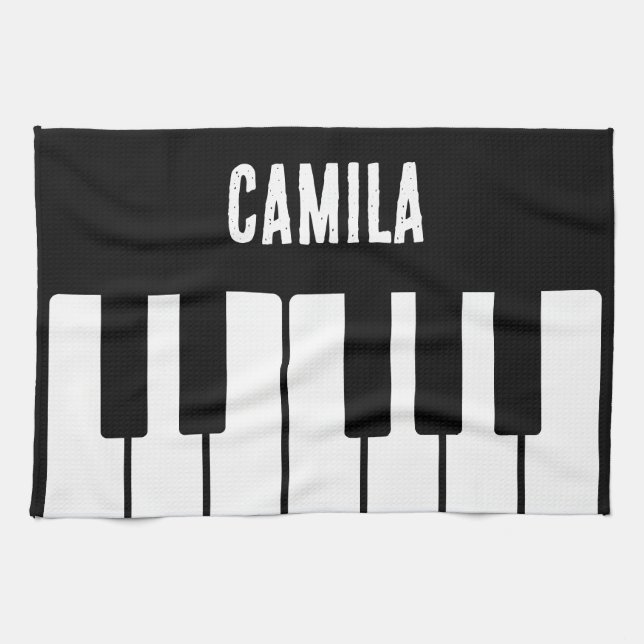 Piano Keyboard Personalized Musician's Kitchen Towel (Horizontal)