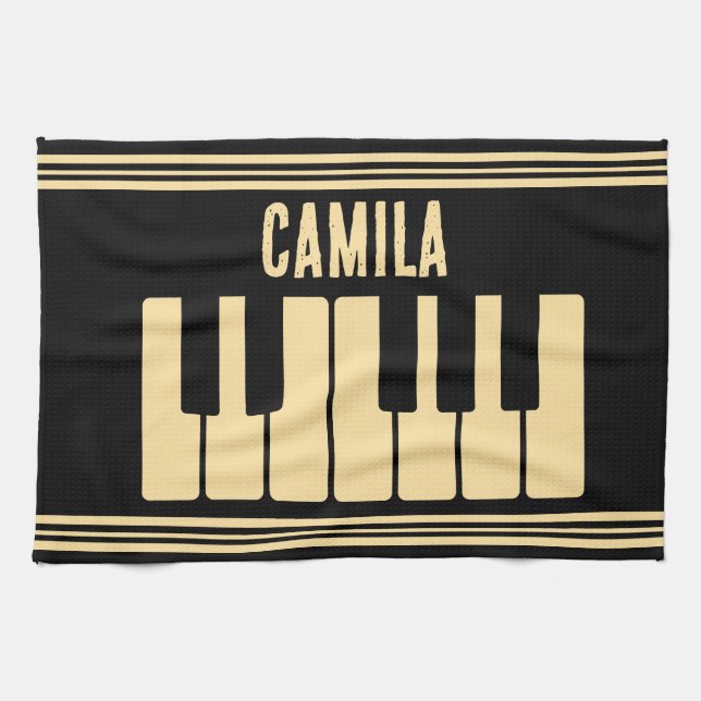 Piano Keyboard Personalized Musician's  Kitchen Towel (Horizontal)