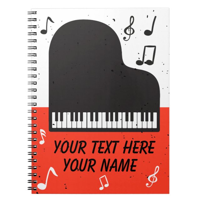 Piano Keyboard Personalized Musician's Notebook (Front)