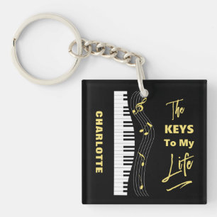 Piano Keyboard Players Fun Music Notes Keychain