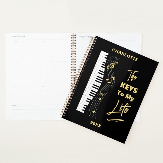 Piano Keyboard Players Fun Music Notes Planner (Display)