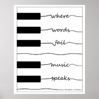 Piano Keyboard Poster with Inspirational Quote