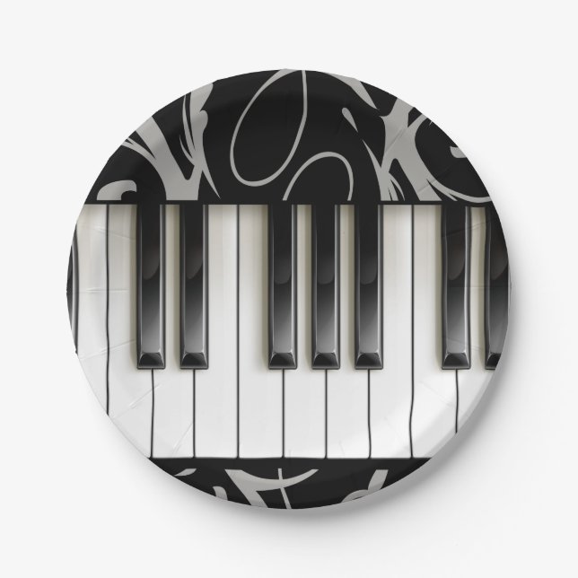 Piano Keyboard Recital Reception Paper Plate (Front)
