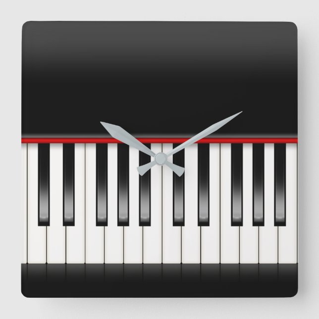piano keyboard square wall clock (Front)