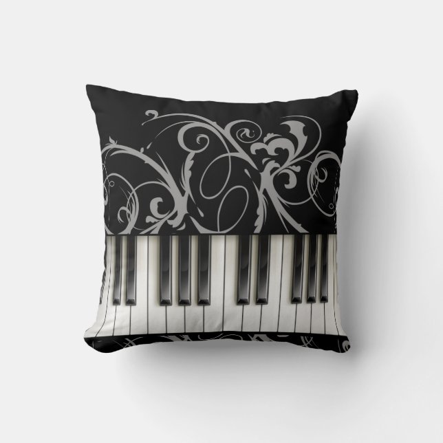 Piano Keyboard Throw Pillow (Front)