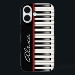 Piano Keyboard With Custom Name iPhone 16 Case<br><div class="desc">Musical piano keyboard with personal name.
Name can be changed or deleted.</div>