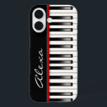 Piano Keyboard With Custom Name iPhone 16 Case<br><div class="desc">Musical piano keyboard with personal name.
Name can be changed or deleted.</div>