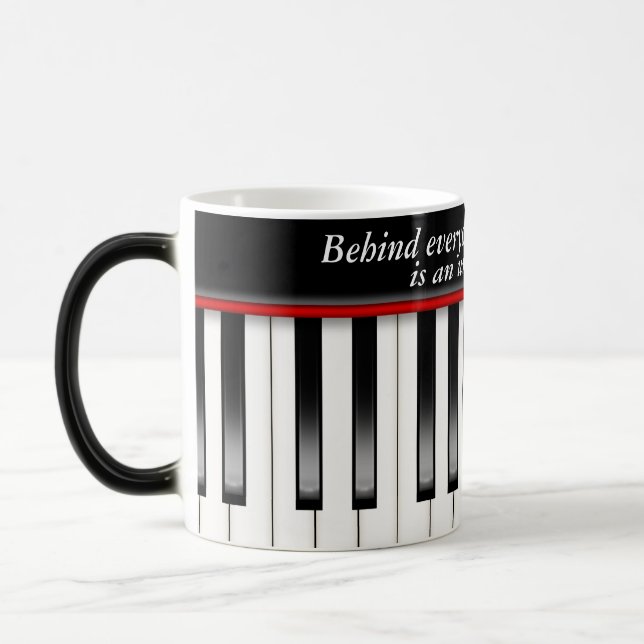 piano keyboard with music quote magic mug (Left)