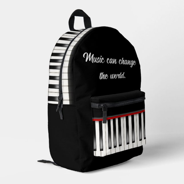 Piano Keyboard With Music Quote Printed Backpack (Back Corner Left)