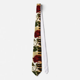 Piano Keyboard with Red Rose Tie