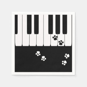 Piano keys and cat feet paws napkin