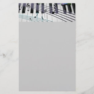 Piano Keys and Flowers Stationery