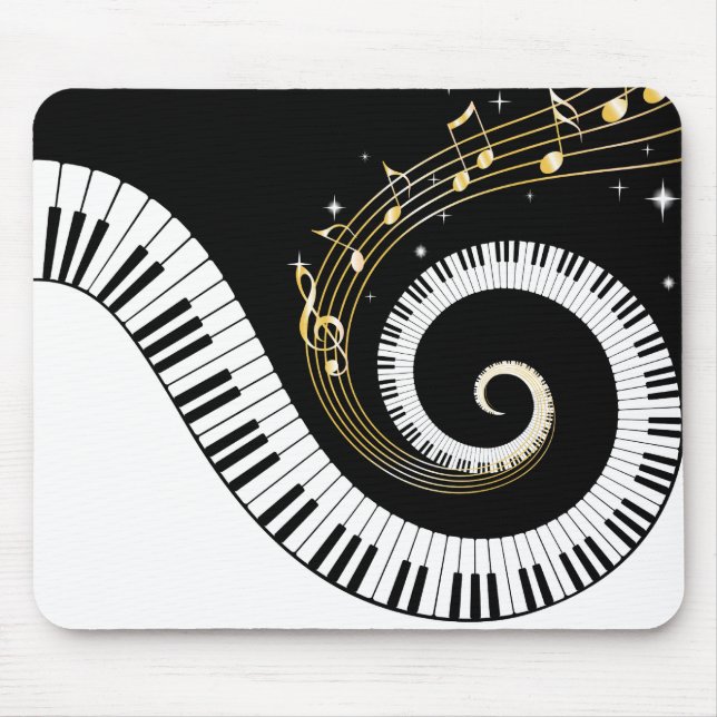 Piano Keys and Gold Music Notes Mouse Pad (Front)