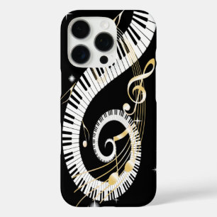 Piano Keys and Golden Music Notes iPhone 16 Pro Case