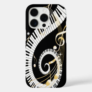 Piano Keys and Golden Music Notes iPhone 16 Pro Case