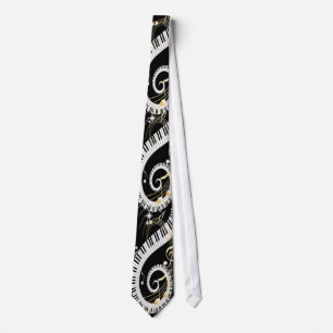 Piano Keys and Golden Music Notes Tie