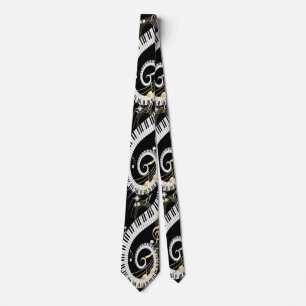 Piano Keys and Golden Music Notes Tie