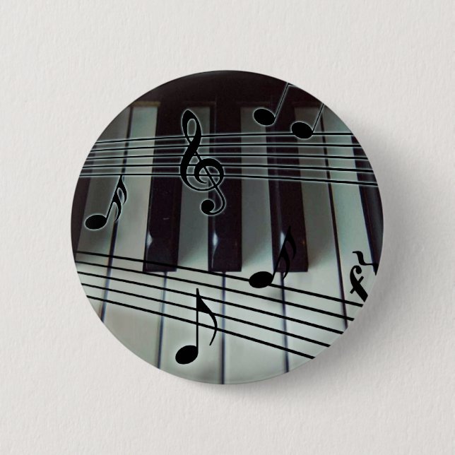 Piano Keys and Music Notes 2 Inch Round Button (Front)