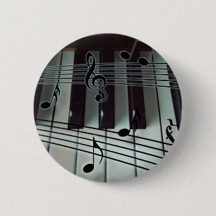 Piano Keys and Music Notes 2 Inch Round Button