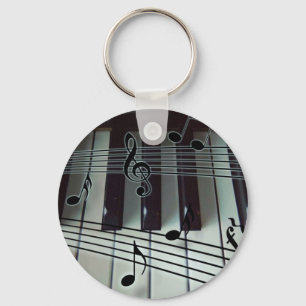 Piano Keys and Music Notes Keychain