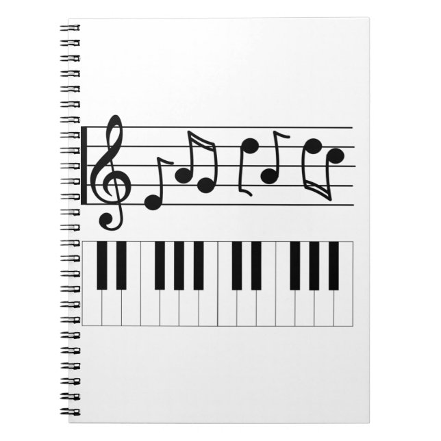 Piano Keys and Musical Notes Notebook (Front)