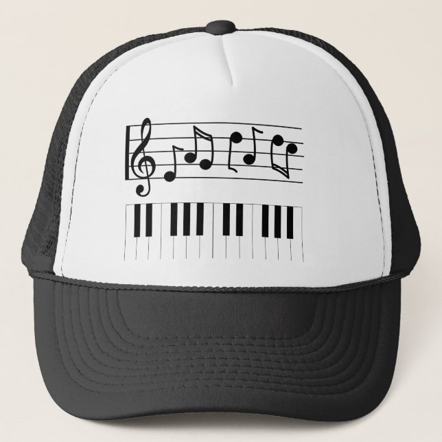 Piano Keys and Musical Notes Trucker Hat (Front)